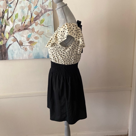 BLACK AND CREAM SÚPER CUTE POLKA DOTS SLIP ON DRESS SIZE SMALL - Picture 7 of 12